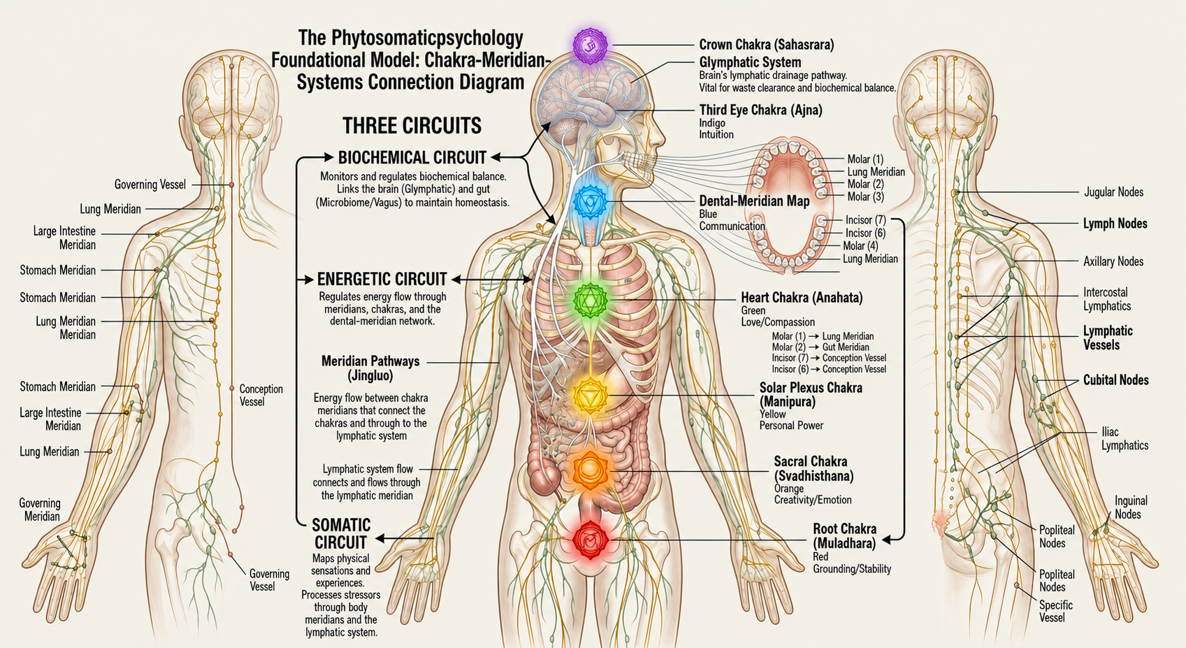 The Phytosomaticpsychology Foundational Model: Chakra-Meridian Systems Connection Diagram